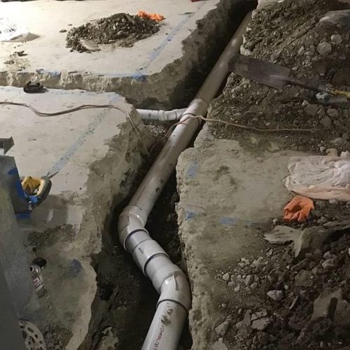 A Picture of a Drain Replacement Being Built.